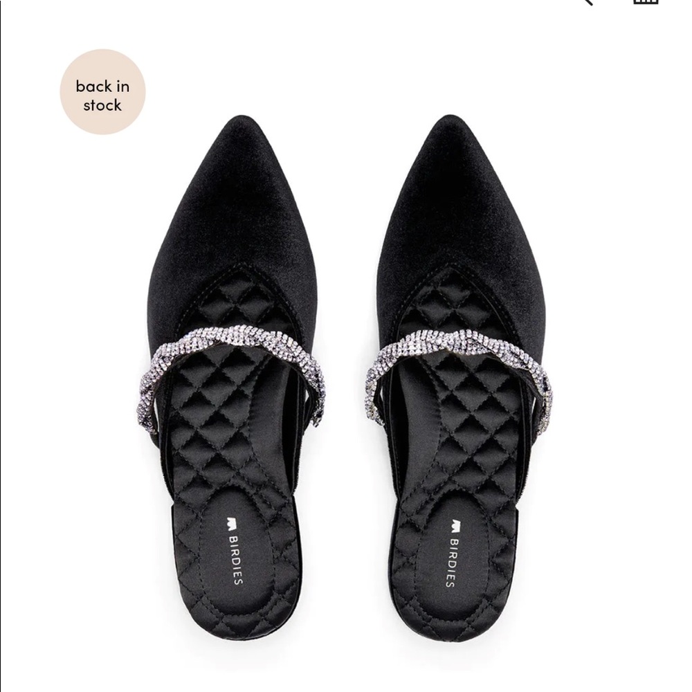 Birdies The Swan Black Crystal Bracelet Flats